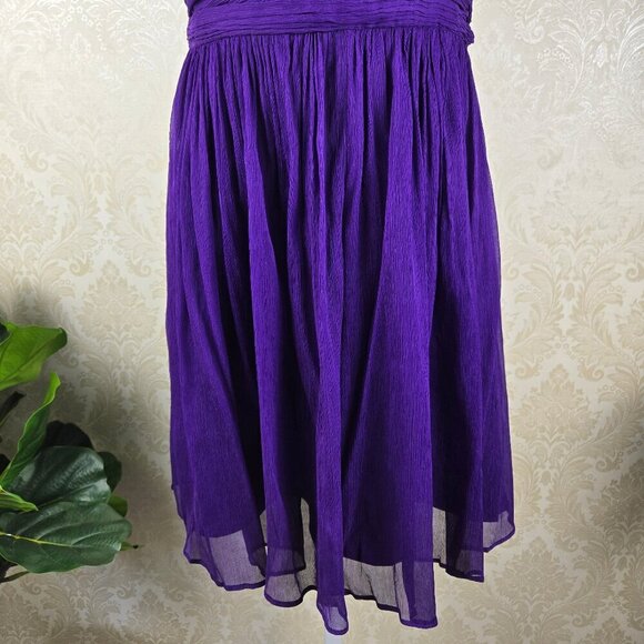 J Crew Size 4 Strapless Purple Dress 100% Silk Sweetheart Neckline Faux Wrap Top - Picture 3 of 15